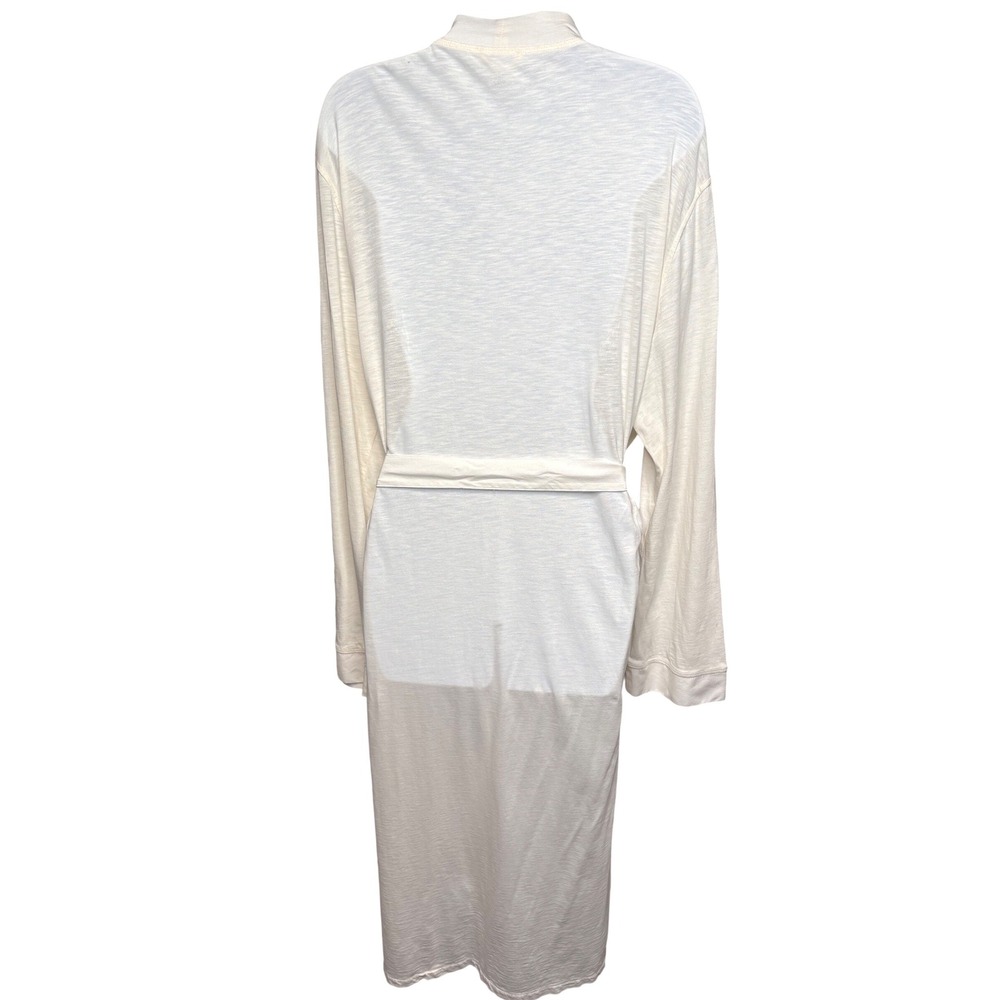 EILEEN FISHER Womens Cream Organic Pima Cotton Robe L Slub Knit Quiet Luxury Spa - Picture 3 of 12